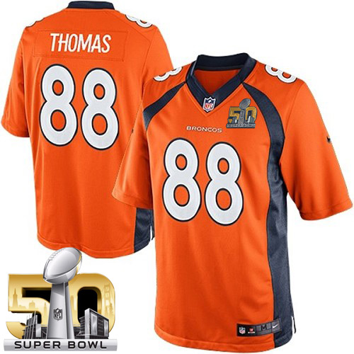 Men's New Limited Demaryius Thomas Super Bowl L Nike Jersey Orange Home - #88 NFL Denver Broncos